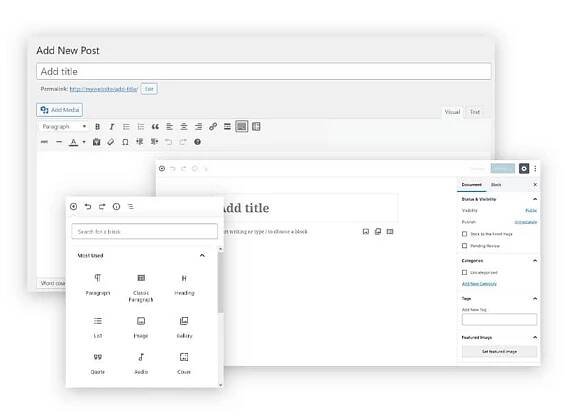 WordPress classic editor and block editor