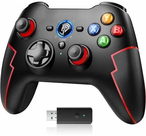 Bezdrátový ovladač EasySMX pro PC, PS3 a Windows červený detail  - Počítače a hry