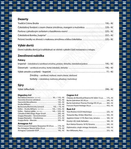 Dezertní lístek – Café Imperial