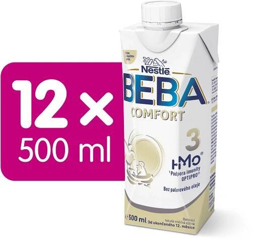 BEBA COMFORT 3, HMO, tekuté mléko pro malé děti, 12× 500 ml