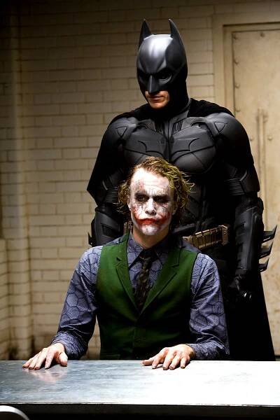 THE DARK KNIGHT, Heath Ledger, Christian Bale, 2008. ©Warner Bros./Courtesy Everett Collection