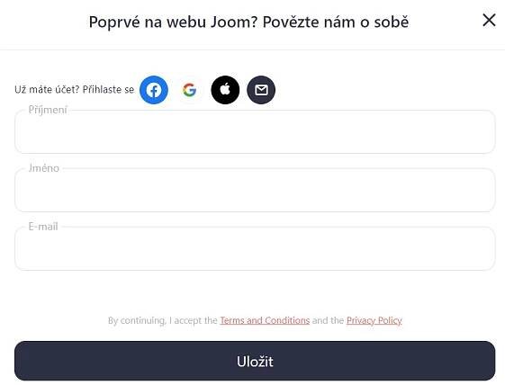 Založení účtu Joom.com