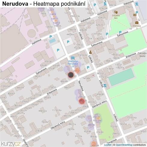 Mapa Nerudova - Firmy v ulici.