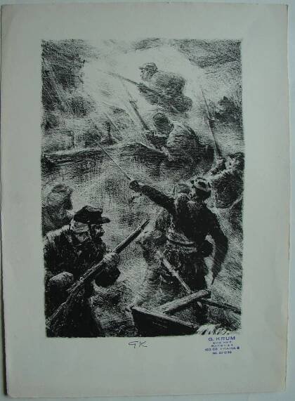 Gustav Krum - originál litografie