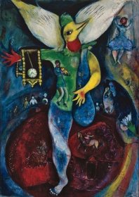 Marc Chagall pracuje s ptákem židovského muzea