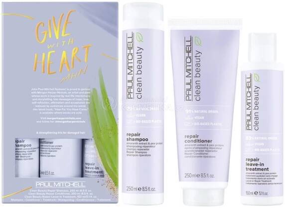Paul Mitchell Clean Beauty Repair Trio Vánoční Sada - Šampon 250 ml + kondicionér 250 ml + bezoplachová péče 150 ml Dárková