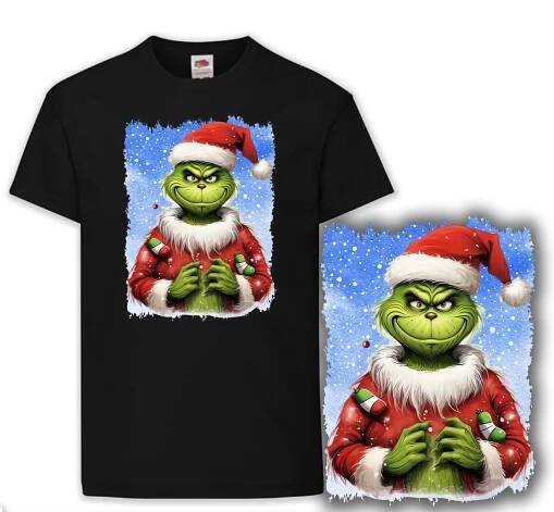 DĚTSKÉ TRIČKO ČERNÉ - GRINCH K VÁNOCŮM dárek L 152cm
