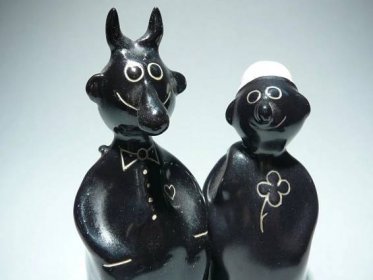 Kominíček s čertíkem porcelánové zvonečky pro štěstí - Starožitnosti a umění