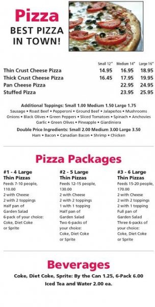 Village Inn Pizzeria - Catering Menu