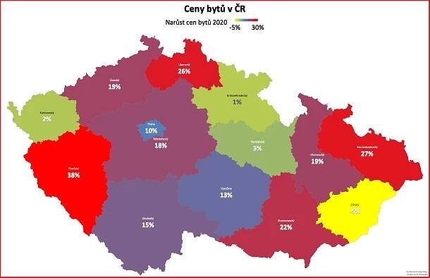 Narust ceny bytu ČR 2020 mapa kraje - toplak.pro reality