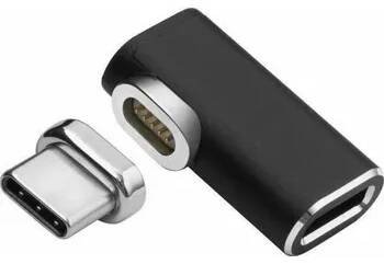 4448 microconnect magneticky uhlovy adapter usb c 3 1 male female samec samice pd az 100w cerny