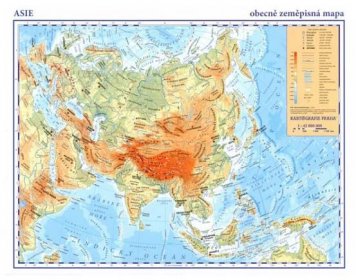 Asie – příruční mapa obecně zeměpisná
