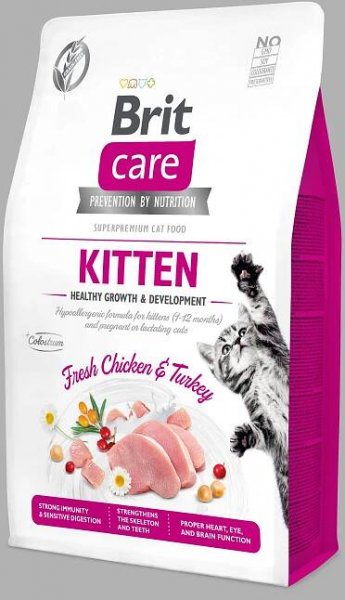 Brit Care Cat Kitten Healthy Growth&Development 2kg- granule a krůtím a kuřecím pro koťata, březí a kojící