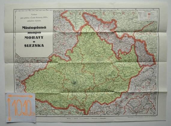 MORAVA A SLEZSKO - MÍSTOPISNÁ MAPA - 1929 - Staré mapy a veduty