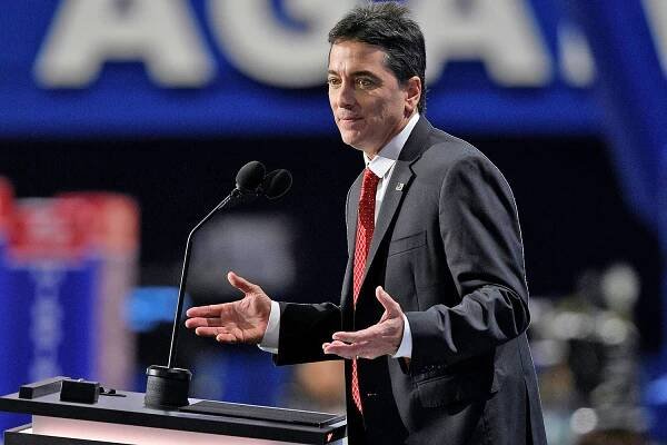 Actor and television producer Scott Baio on the opening day of the Republican National Convention at the Quicken Loans arena in Cleveland, Ohio on July 18, 2016. The Republican Party opened its national convention Monday, kicking off a four-day political jamboree that will anoint billionaire Donald Trump as the Republican presidential nominee. / AFP / DOMINICK REUTER (Photo credit should read DOMINICK REUTER/AFP/Getty Images)