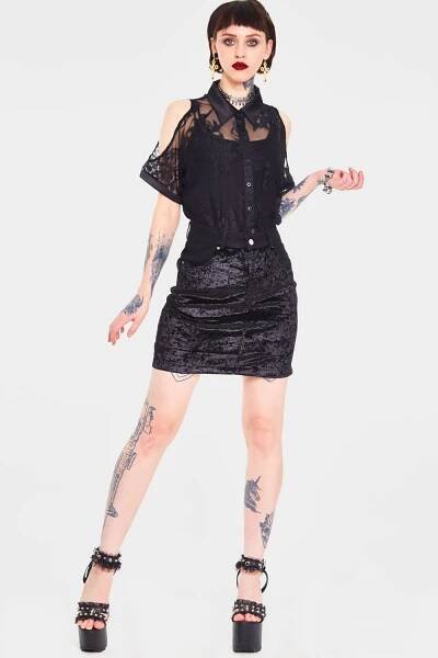 Glam Rock Velvet Mini Skirt