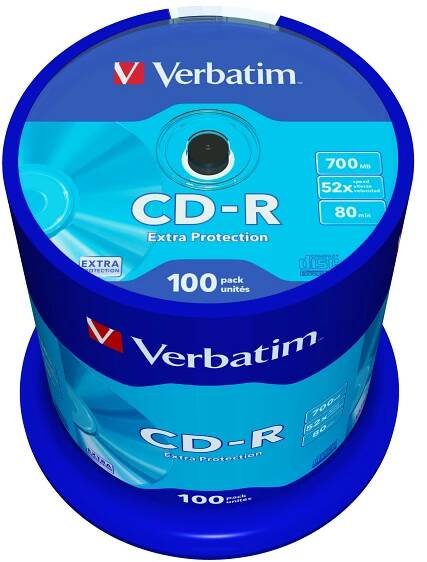 Média VERBATIM CD-R 700MB, 52x, spindle 100 ks