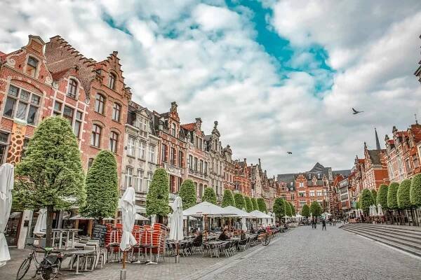 A view of the Oude Markt in Leuven, Belgium - the best place to start your one day in Leuven!