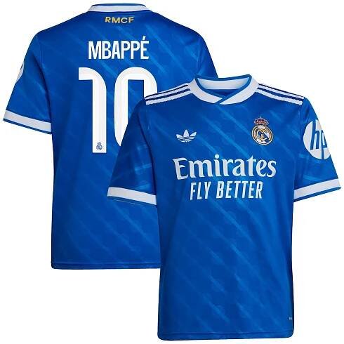 Real Madrid adidas Third Shirt 2025-26 - Kids with Mbappé 10 printing