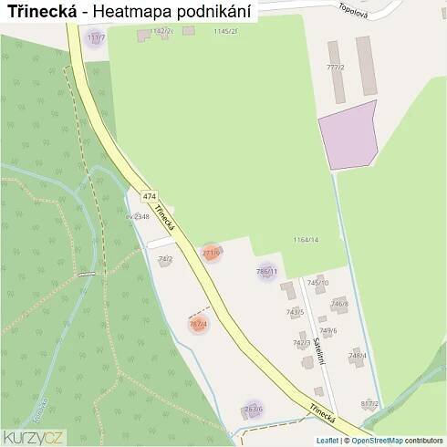 Mapa Třinecká - Firmy v ulici.