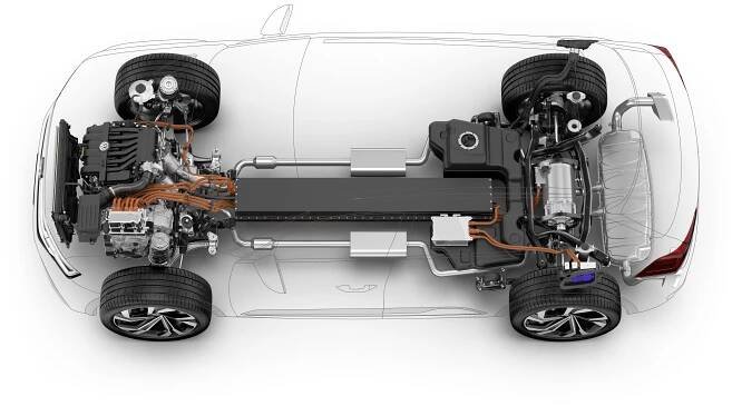 Volkswagen Atlas Cross Sport Concept - PHEV >>> má větší baterii a má dobíjecí port pro dobíjení ze sítě