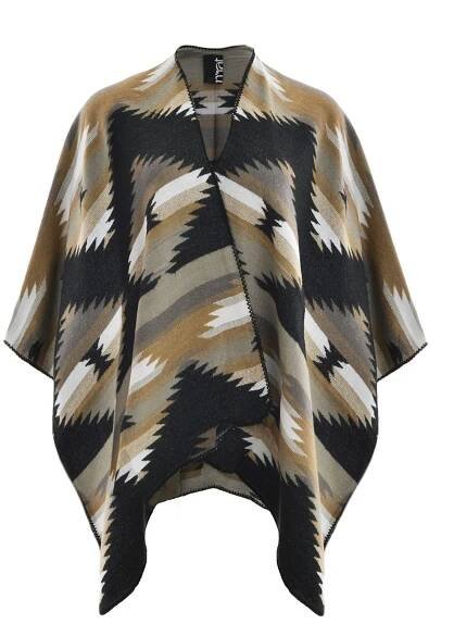 Ethnic geometric poncho