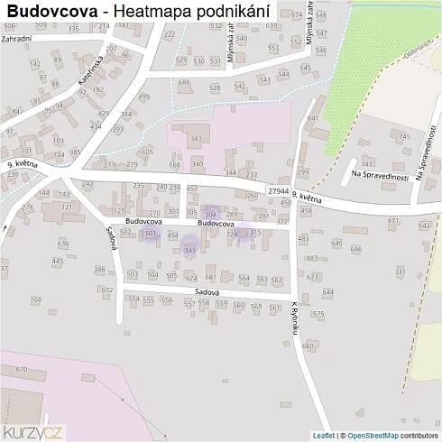 Mapa Budovcova - Firmy v ulici.