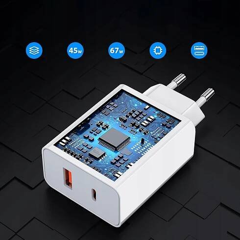 RYCHLÁ NABÍJEČKA PRO TELEFON XIAOMI KOSTKA PD TYP C 67W + KABEL USB-C 1 M Délka vodiče 1 m