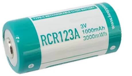 USB-C Keeppower RCR123A 3V 1000 mAh (Li-Ion)