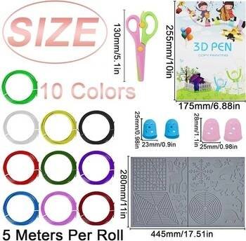 Šablona LBING 3D pera Vlákno 3D pera PLA Nástroj na kreslení 3D perem Silikonová matná šablona 10