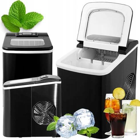 VÝROBNÍK LEDU STROJ NA LED Výkonný Ledové kostky ČERNÝ 120W 12KG/24H