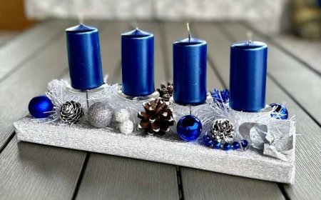Adventní svícen na stůl modrý - Dekorace Janina