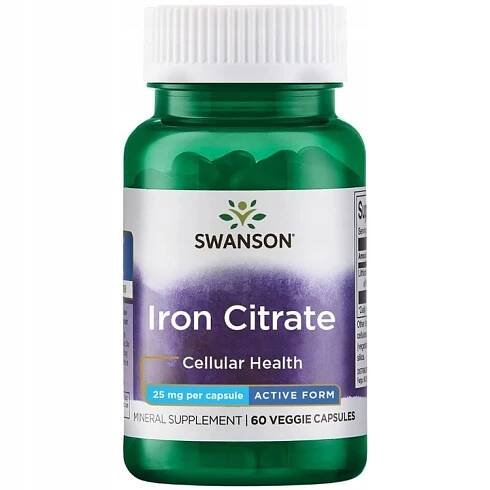 Swanson Citrát železnatý 25 mg Železo - 60 kapslí