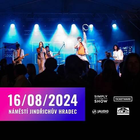 Kapela Simply The Show: pozvánka na veřejný koncert, 16.8.2024 Jindřichův Hradec