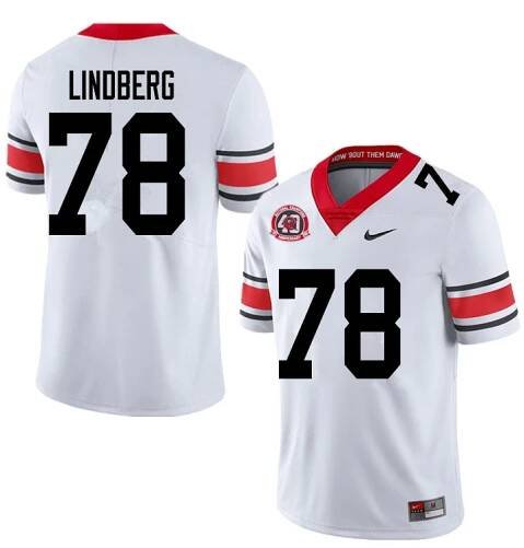  Mens #78 Chad Lindberg Georgia Bulldogs Stitched Nike White Alternate 40th anniversary College Football Game Jersey S-3XL 