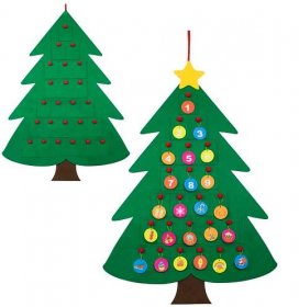 Vánoční stromeček z plsti - dětský adventní kalendář + ozdoby
