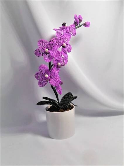 Orchidej z korálků K5