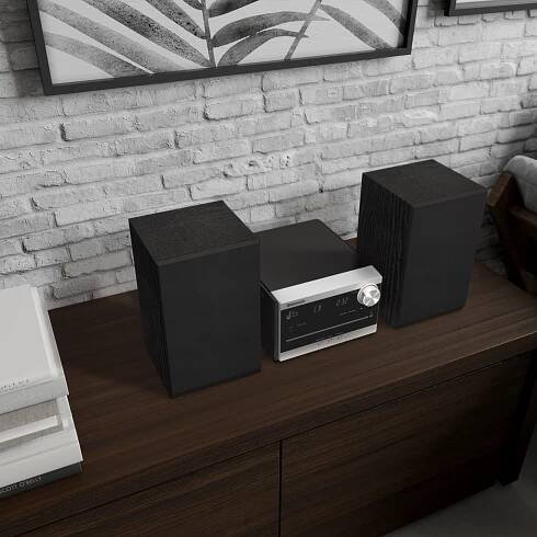 Panasonic SC-PM272 Mikrosystém s CD, FM rádiem a Bluetooth (DAB+, 20W, 10cm reproduktorový systém s bassreflexovým portem), stříbrný - Značkový obchod Panasonic