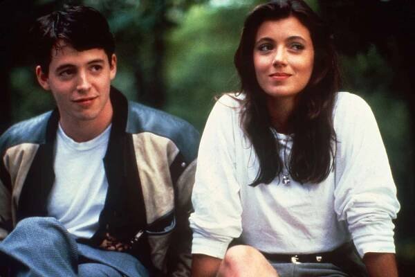 FERRIS BUELLER'S DAY OFF, from left: Matthew Broderick, Mia Sara, 1986
