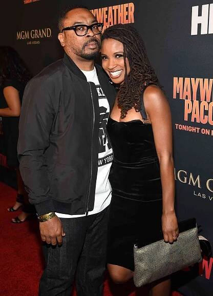Daren Dukes (L) and actress Shanola Hampton attend the SHOWTIME And HBO VIP Pre-Fight Party for 'Mayweather VS Pacquiao' at MGM Grand Hotel & Casino 
