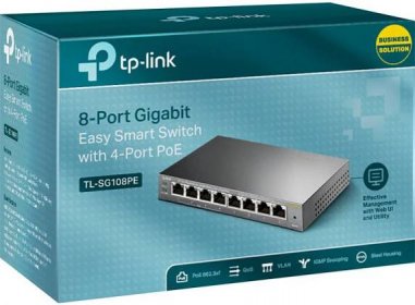 TP-Link Easy Smart switch TL-SG108PE (8xGbE, 4xPoE+, 64W, fanless) | TonerPartner.cz