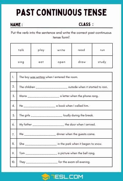 Past Continuous Tense Exercises and Worksheets 2