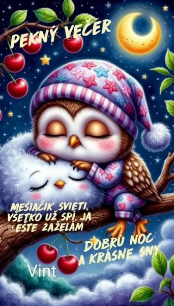 Mesiačik svieti, všetko už spí, ja ešte zaželám Dobrú noc A krásne sny Pekný večer DF nel 2025