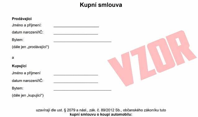 Kupní smlouva na auto