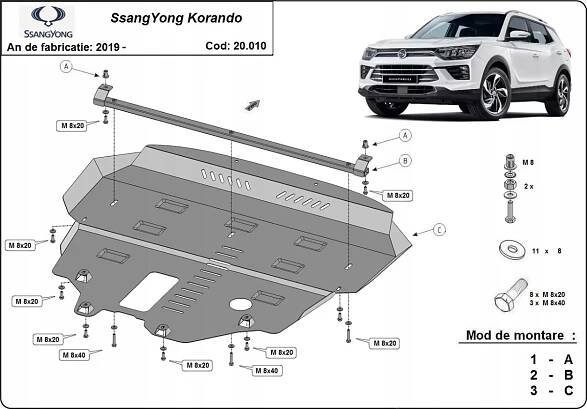 Ocelový kryt motoru SsangYong Korando (2019-2025)