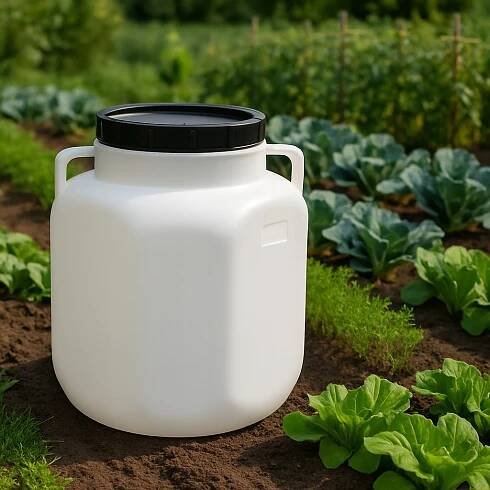 SUD NA NÁDRŽ NA DEŠŤOVOU VODU, zelí 50L, ŠROUBOVACÍ UZÁVĚR, atest PZH Výška výrobku 61 cm