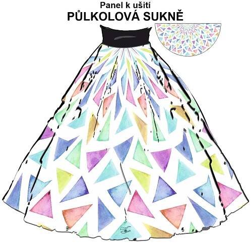 OB Půlkolová sukně geometrické vzory Funkční úplet 30300001 90 cm - náš tisk na objednávku – výběr z variant panel se střihem