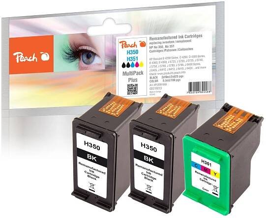 Inkoustová náplň Peach HP 350/351, MultiPack Plus, 2x525/180 stran - CMYK