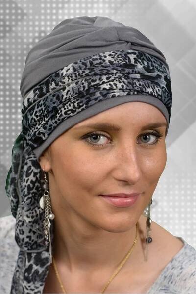 Šátek Krystyna antracit/zvířecí motiv