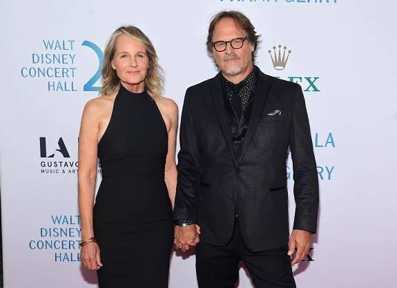 Helen Hunt and Jeffrey Nordling attend The Los Angeles Philharmonic's 20th Anniversary Gala honoring Frank Gehry at Walt Disney Concert Hall on October 05, 2023 in Los Angeles, California